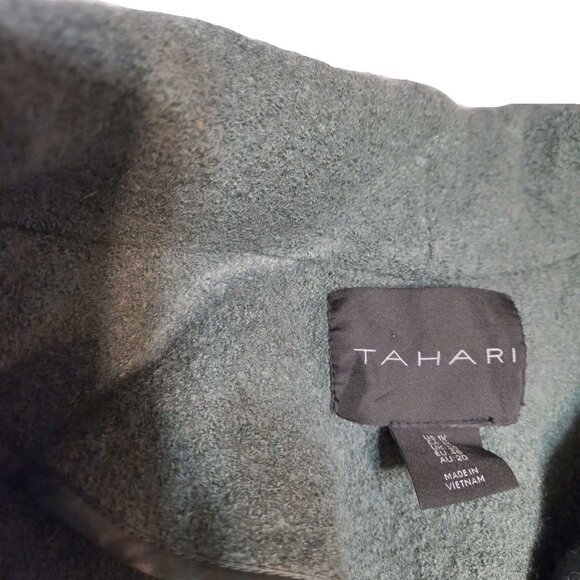 Tahari wool blend long duster vest Women's 1X cardigan olive / army green warm - Picture 11 of 16